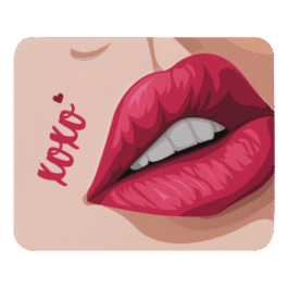 Red Illustrated Lip Mouse Pad